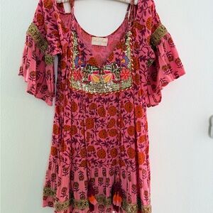 Bohemian Pink Floral Blouse